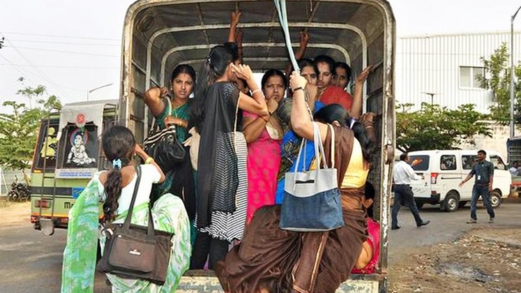 Women workers of Bangalore’s garment factories use various modes of transport.