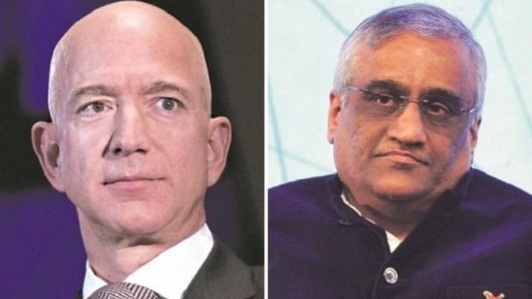 Amazon owner Jeff Bezos and Future Group's Kishore Biyani