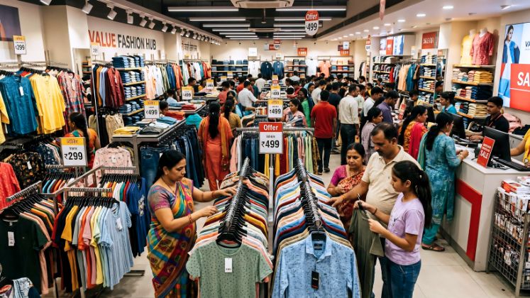 Value apparel retailers are likely to report 16% year-on-year revenue growth in Q4 FY '26 and are expected to outperform premium retailers, driven by a recovery in same-store sales growth (SSSG) and expansion in retail space. According to HDFC Consumer Discretionary report, Value-focused companies such as V-Mart Retail are expected to report +24% YoY revenue growth to Rs. 9.7 billion (US $104 million), with SSSG of around 12%, while Vishal Mega Mart is likely to post 16% YoY growth to Rs. 29.7 billion (US $319 million). In comparison, premium and department store formats such as Shoppers Stop are expected to deliver relatively muted growth of around 6% YoY to Rs. 10.8 billion (US $116 million), reflecting weaker discretionary spending in higher price segments. The sector’s growth is also being driven by aggressive retail expansion, particularly in Tier-2 and Tier-3 markets. V-Mart added 29 stores (net) during the quarter, taking its total store count to 577, while Vishal Mega Mart is expected to add around 30 stores in Q4 FY '26. Trent, which operates Westside and Zudio, is projected to report 20% YoY revenue growth to Rs. 49.4 billion (US $530 million). Aditya Birla Lifestyle Brands is expected to see moderate growth of 7% YoY to Rs. 17.5 billion (US $188 million) in its lifestyle segment, although its youth and innerwear businesses are projected to grow faster at 28% YoY to Rs. 3.9 billion (US $41.90 million). Profitability in the apparel segment is expected to see a modest improvement, with margins rising by around 40 basis points YoY, driven by operating leverage from higher sales volumes. V-Mart’s EBITDA margin is projected to increase by 150 bps to 10.3%, while Vishal Mega Mart’s margin is likely to remain stable at 14.1%. In contrast, Shoppers Stop may see margin pressure, with EBITDA margin declining by 30 bps to 2.8% due to discounting and weaker premium demand. The broader consumer discretionary universe is expected to report 23% YoY revenue growth and 29% YoY EBITDA growth in Q4 FY '26, with apparel being a key contributor to the recovery. The improving outlook in apparel retail is also expected to support the upstream textile value chain, including fabric and garment manufacturing. Value apparel retailers are likely to report 16% year-on-year revenue growth in Q4 FY '26 and are expected to outperform premium retailers, driven by a recovery in same-store sales growth (SSSG) and expansion in retail space. According to HDFC Consumer Discretionary report, Value-focused companies such as V-Mart Retail are expected to report +24% YoY revenue growth to Rs. 9.7 billion (US $104 million), with SSSG of around 12%, while Vishal Mega Mart is likely to post 16% YoY growth to Rs. 29.7 billion (US $319 million). In comparison, premium and department store formats such as Shoppers Stop are expected to deliver relatively muted growth of around 6% YoY to Rs. 10.8 billion (US $116 million), reflecting weaker discretionary spending in higher price segments. The sector’s growth is also being driven by aggressive retail expansion, particularly in Tier-2 and Tier-3 markets. V-Mart added 29 stores (net) during the quarter, taking its total store count to 577, while Vishal Mega Mart is expected to add around 30 stores in Q4 FY '26. Trent, which operates Westside and Zudio, is projected to report 20% YoY revenue growth to Rs. 49.4 billion (US $530 million). Aditya Birla Lifestyle Brands is expected to see moderate growth of 7% YoY to Rs. 17.5 billion (US $188 million) in its lifestyle segment, although its youth and innerwear businesses are projected to grow faster at 28% YoY to Rs. 3.9 billion (US $41.90 million). Profitability in the apparel segment is expected to see a modest improvement, with margins rising by around 40 basis points YoY, driven by operating leverage from higher sales volumes. V-Mart’s EBITDA margin is projected to increase by 150 bps to 10.3%, while Vishal Mega Mart’s margin is likely to remain stable at 14.1%. In contrast, Shoppers Stop may see margin pressure, with EBITDA margin declining by 30 bps to 2.8% due to discounting and weaker premium demand. The broader consumer discretionary universe is expected to report 23% YoY revenue growth and 29% YoY EBITDA growth in Q4 FY '26, with apparel being a key contributor to the recovery. The improving outlook in apparel retail is also expected to support the upstream textile value chain, including fabric and garment manufacturing.
